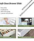 Soft Close 14 Inch Drawer Slides Full Extension Ball Bearing Runners For Cabinets Heavy Duty Steel Mount Rails installed in drawers
