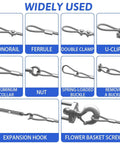 Stainless Steel Cable Kit For Backyard Zipline And Deck Railing Quarter Inch 7x19 Aircraft Wire Rope 400 Ft Length 6400 Lbs Breaking Strength Rust Resistant 304 Stainless Heavy Duty Weatherproof components including monorail, ferrule, double clamp, U-clip, and more.