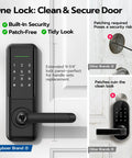 Keyless Fingerprint Smart Door Lock With Handle For Front Door Keypad Entry No Key Needed Digital Lock Replacement Display