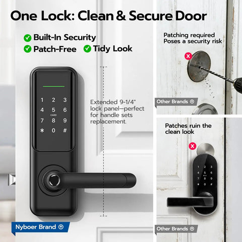 Keyless Fingerprint Smart Door Lock With Handle For Front Door Keypad Entry No Key Needed Digital Lock Replacement Display