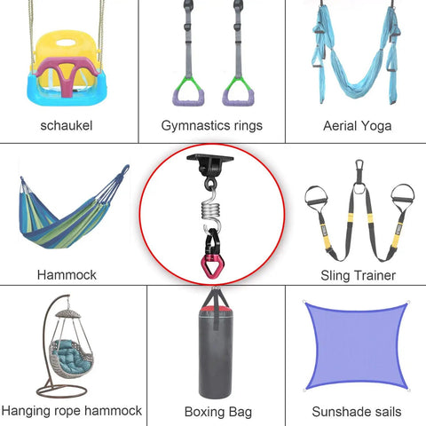 Beefy Safety Rotational Swivel With Aluminum Alloy Double Ball Bearings, Holds Over 8500 Pounds, 360 Degree Spin For Smooth Rope Climbing, Hiking And Workouts, Attaches Up To Three Carabiners, Prevents Rope Twist And Kinking on hanging gear