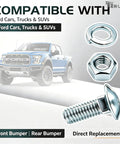 Rustproof Chrome Bumper Bolts Kit 7/16-14 By 1-1/4 Inch Carriage Bolts With Nuts And Lock Washers, 4 Sets, Heavy Duty Chrome Plated Steel For Ford F-150 F-250 F-350 Mustang Front And Rear Bumper Replacement. Compatible with Ford cars, trucks and SUVs.