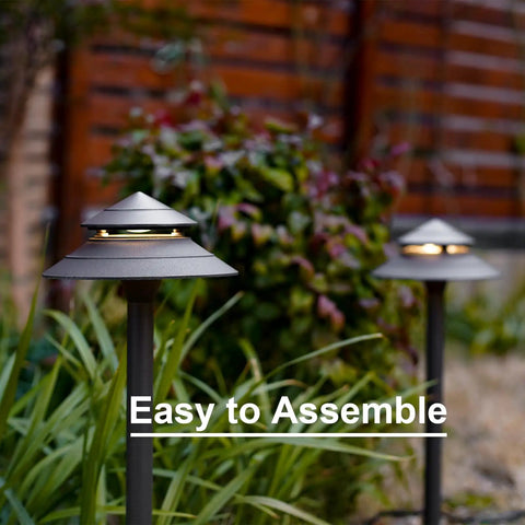 8 Pack 3W LED Low Voltage Pathway Lights Kit With 180 Lumen Output Hardwired 12V Pagoda Style Walkway Lights 3000K