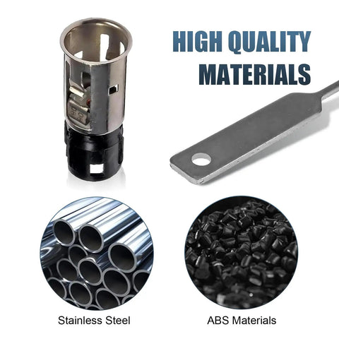 Universal Cigarette Lighter Socket Replacement With Removal Tool Fits Most Cars, Durable Heat Resistant Base, materials shown in image