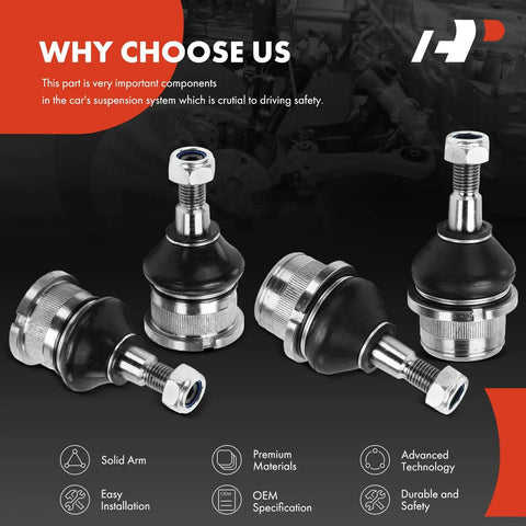 Front Upper And Lower Ball Joint Kit Forged Steel For Classic Volkswagen Beetle 1969 To 1977 And Karmann Ghia 1965 To 1974 Replacement To Tighten Loose Steering And Quiet Clunky Noises. four forged steel ball joints