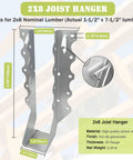 20 Pack 2 By 8 Inch Joist Hanger 18 Gauge Double Shear Face Mount For Wood Floor Deck And Ceiling Joists Galvanized Steel