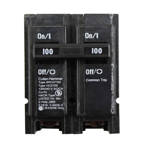 Heavy-Duty 2 Pole 100 Amp Circuit Breaker For 120/240V And 208Y/120V Systems Black Finish Plug-On 22 kAIC Main Breaker