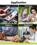 Application uses of Adjustable LM2596 Power Supply Soldering Kit include testing, education, soldering, and experiments.