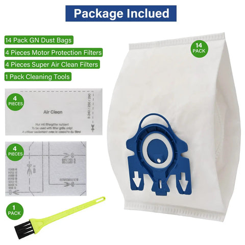 14 Pack 3D AirClean Vacuum Bags Replacement for Classic C1 Series with 4 Motor Protection and AirClean Filters