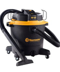 Beast Series 16 Gallon Wet/Dry Shop Vac with 6.5 HP motor, 360 Air Watts suction, features black and orange design, hose, and wheels.