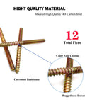 12 Pack 1/4 20 X 3 Inch Hanger Bolts For Furniture, Double Ended Wood Dowel Screws, Self Tapping Hanger Bolt Set, carbon steel, shown in detail