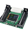 Digital 18650 Battery Capacity Tester Module With 1.77 Inch LCD Display For Li Ion Cells, Measures Capacity Internal Resistance Voltage Current And Power, Type C Power Input, Ideal Battery Health Detector, green PCB with dual battery holders