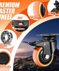Heavy Duty 2 Inch Caster Wheels Set Of 4 Dual Lock Swivel Casters Beefed Up 600 Lb Capacity showing 360-degree swivel design.