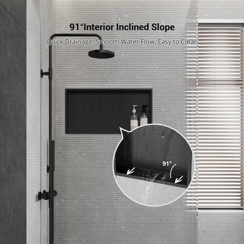 Stainless Steel Shower Niche for Bathroom Storage, Recessed, No Tiling Required, 24x12 Inches, Antique Copper Finish, Quick Install