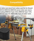 Beefed-Up Heavy Duty Miter Saw Stand Feet Replacement For DWX Series With Rubber Foot Pads, shown with DWX miter saw stand