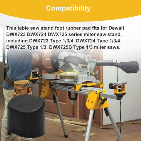 Beefed-Up Heavy Duty Miter Saw Stand Feet Replacement For DWX Series With Rubber Foot Pads, shown with DWX miter saw stand
