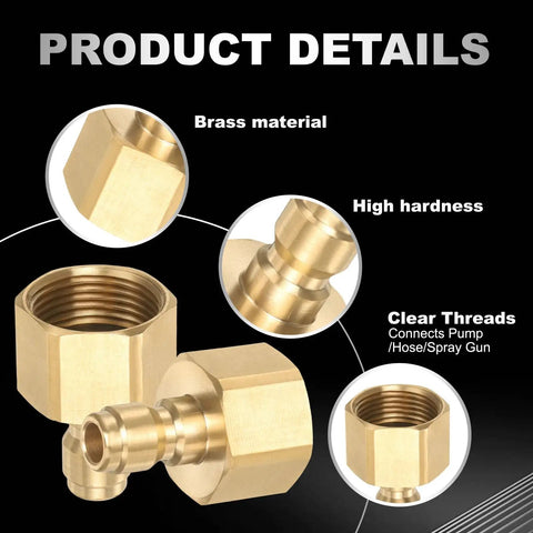 2 Pack Pressure Washer Adapter 1/4 Inch Male Quick Plug M22 Female Quick Connect Brass Swivel Fittings for Power Washers Hose, Go To Heavy Duty Brass Connector, Corrosion Resistant brass adapter with threaded end