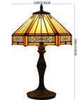 Yellow Hexagon Tiffany Style Stained Glass Lamp For A Cozy Vibe Mission Table Desk Bedside Reading Light 12 Inch Shade 18 Inch Tall
