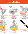 Installation steps for Built Tough Commercial Wet Mop Handles 3 Pack 58 Inch Metal Cleaning Poles with secure jaw clamp head.