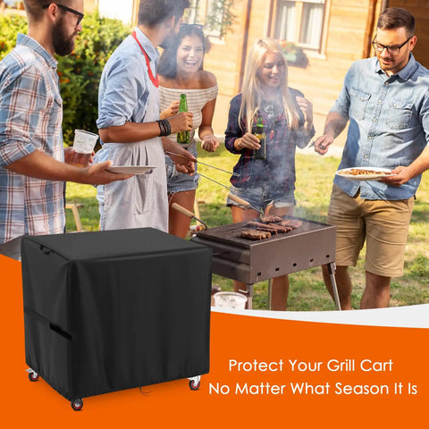 Heavy Duty Outdoor Cooler Cart Cover Fits Large 125 Qt Carts And Bar Carts, Waterproof Patio Protector For Backyard BBQs