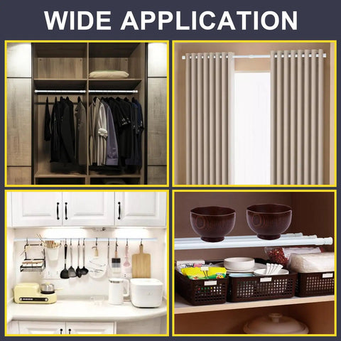 Adjustable Window Security Bar For Windows And Sliding Doors With Anti Slip Rubber Tips Rust Proof Finish And Easy Tension Rods From 15.7 To 27.5 Inches Kid Safe Home Security Lock No Brainer Setup shown in various home applications.