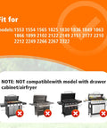 Compatibility list for Front Griddle Caddy For 28 And 36 Inch Griddles showing models and incompatible grill types with images.