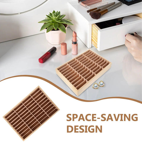 Kick Clutter To The Curb With This Premium Wooden Jewelry Tray Featuring Forty Velvet Lined Compartments for organizing accessories.