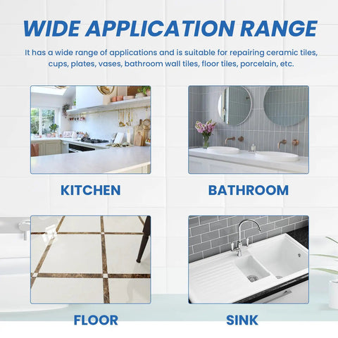 Fast Drying Ceramic Tile Repair Paste For Cracks And Chips, Easy Apply Crack Filler That Sticks Crazy Strong And Spreads Smooth, Perfect For Floor Tiles, Wall Tiles, Porcelain And Ceramic Surfaces