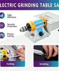 750 Watts Mini Table Lathe For Jewelry Stone Carving And Woodworking, compact electric grinding table saw with precision cutting.
