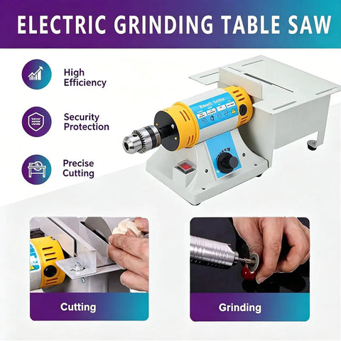 750 Watts Mini Table Lathe For Jewelry Stone Carving And Woodworking, compact electric grinding table saw with precision cutting.