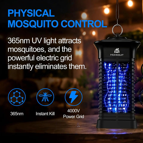 High Powered Bug Zapper 15W 4000V For Indoor And Outdoor Mosquito Killer With 365 Nm Light Attractant Electric Grid Mosquito Trap