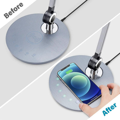 Premium Desk Lamp With Wireless Charger, Adjustable Swing Arm, Touch Control, 3 Lighting Modes, And 5 Brightness Levels, Eye Caring LED Office Lamp For Home And Workspace, Modern Architect Style