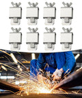 Precision 8 Piece Butt Welding Clamps Set, Adjustable Sheet Metal Locator Tools, Heavy Duty Rust Resistant Galvanized Steel Positioner for edge alignment.