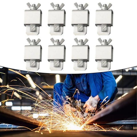 Precision 8 Piece Butt Welding Clamps Set, Adjustable Sheet Metal Locator Tools, Heavy Duty Rust Resistant Galvanized Steel Positioner for edge alignment.