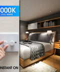 Bedroom with dimmable light and 12 Pack A19 LED Bulbs 100W Equivalent Cool White 4000K Dimmable lighting