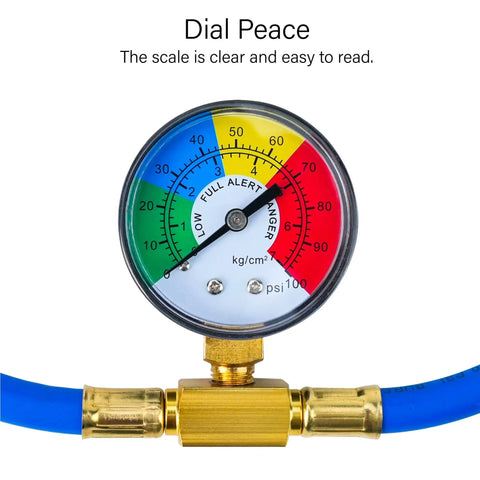Gauge of R134A Car AC Refrigerant Recharge Hose Kit With Gauge For Auto Air Conditioning Top Off Half Inch Puncture Style Can Tap