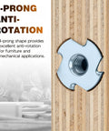 Heavy Duty 1/4-20 T Nuts With Four Prongs For Wood Furniture Cabinets And Rock Climbing Holds Zinc Plated Steel Rust