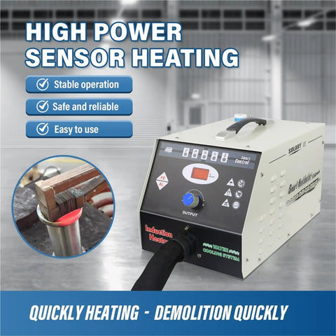 Rock Solid Nh35 15Kw High Frequency Induction Heater Machine for Quick Draw Bolt Bearing Gear Warming showing control panel and heating nozzle.
