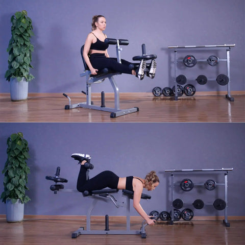 Person using 2 In 1 Adjustable Leg Extension And Curl Machine For Home Gym, Smooth Transitions, Easy Setup in room