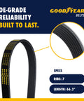 Serpentine Belt 7 Rib 66.3 Inch For Honda CR-V 2012 2013 2014 Beef Up Engine Performance With Durable Epdm Rubber Drive Belt And Balanced Cords For Long Lasting Power, 7-rib close-up