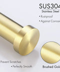 Brushed Gold Stainless Steel Bathroom Hardware Set SUS 304 Wall Mount detail showing rust-proof surface and brushed gold finish.