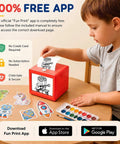 Child using Totally Dope AI Voice To Image Sticker Maker And Mini Inkless Thermal Printer Kit For Kids to create designs.