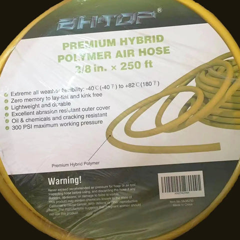 Three Eighths Inch Air Hose 250 Ft Beefy Heavy Duty Lightweight For Air Compressors With 300 PSI Working Pressure MNPT Fittings