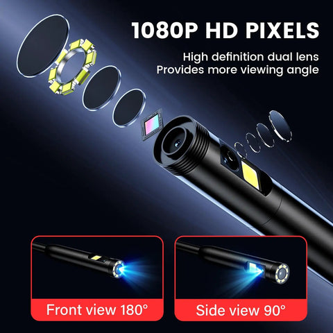 5 Inch 1080P HD Dual Lens Endoscope Camera With Light showcasing dual lens and LED for sewer inspection