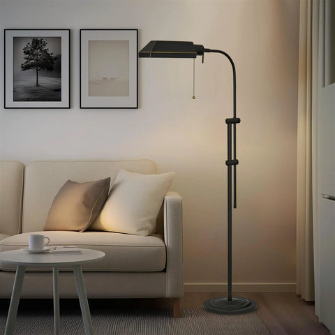 58 Inch Vintage Adjustable Pharmacy Floor Lamp With 6W LED Dark Bronze Finish Mid Century Modern Standing Reading Light