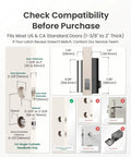 Compatibility guide for the K120 Smart Lock with GPT 3D Fingerprint showing measurements for US and CA standard doors.