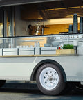 Food truck with 2 Pack 4.80-12 Trailer Tires On 12 Inch Rims With 5 Lug On 4.5 Inch Bolt Pattern 2.95 Inch Center Bore 4.8 Inch Wide Tread