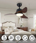 Bedroom with Ultra Quiet DC Motor Ceiling Fan With LED Light For Indoor Outdoor Use, 35 Inch Waterproof IP44, remote control visible