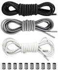 No Tie Elastic Shoe Laces With Adjustable Stretch Lock Ends For Sneakers And Casual Footwear 3 Pack Replacement Easy Slip On Daily Use Multi Color Set For A Secure Fit And Quick On The Go., black gray white elastic no-tie shoelaces with lock ends, 3-pack