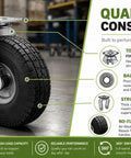 12 Inch Swivel Caster No Flat Pneumatic Wheel Precision Ball Bearings features durable steel yoke and tread design for heavy lifting.